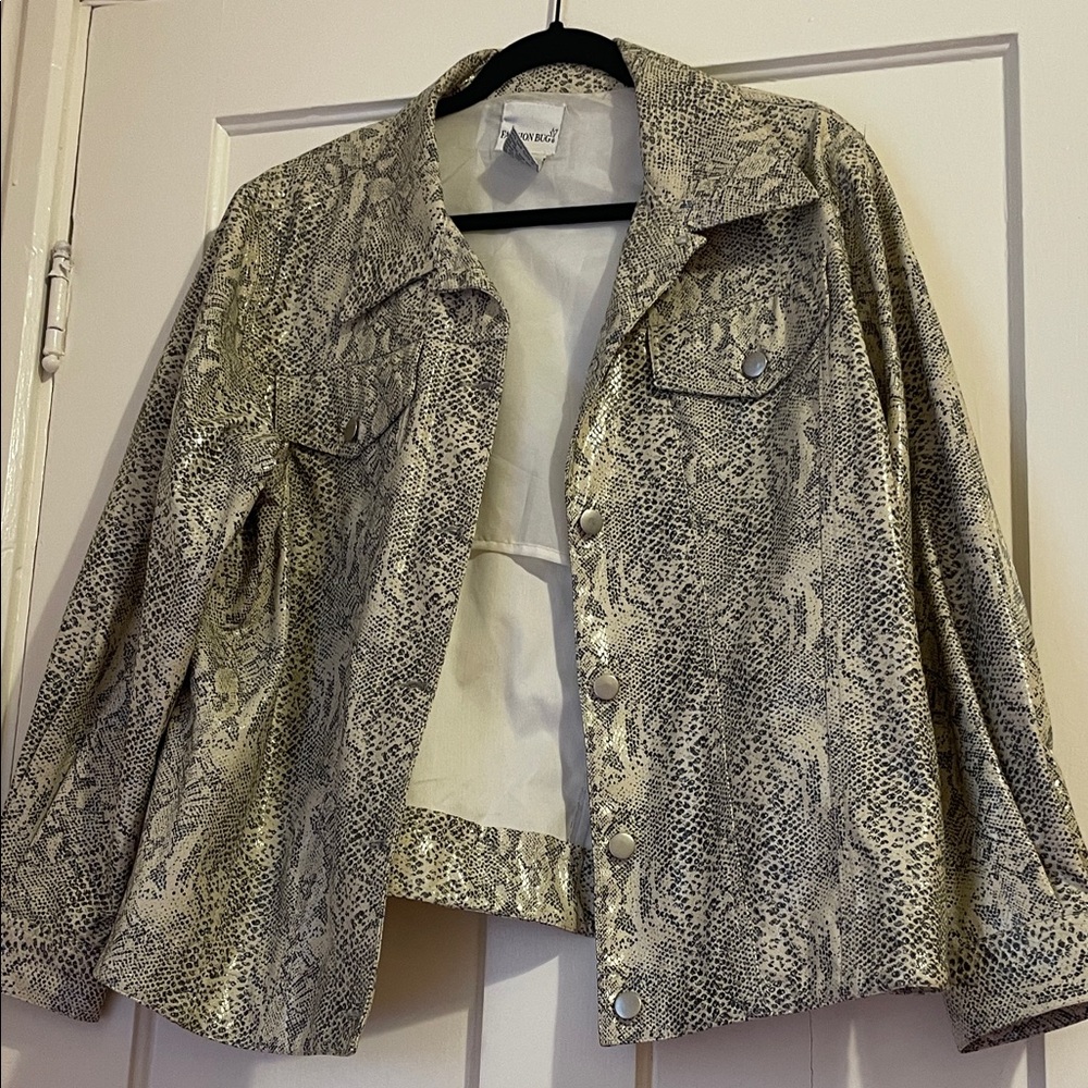 Vintage Fashion Bug Snakeskin Trucker Jacket